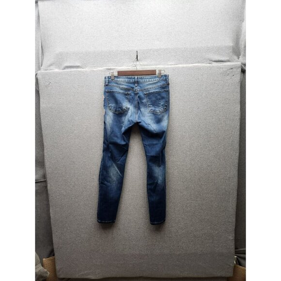 Angel Kiss Womens Distressed Embroidered Skinny Jeans Size 9 Blue Denim With Flo - Picture 4 of 5